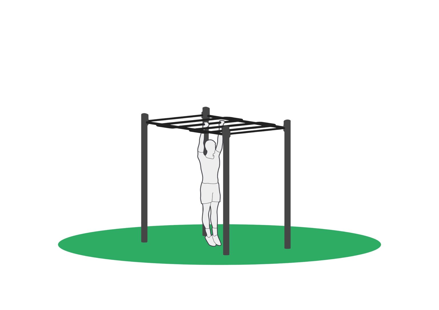 Armgang startposisjon Armgang i mokneybar for utendørs trening. Sett sammen en løype og tren kondisjon samtidig som du trener styrke