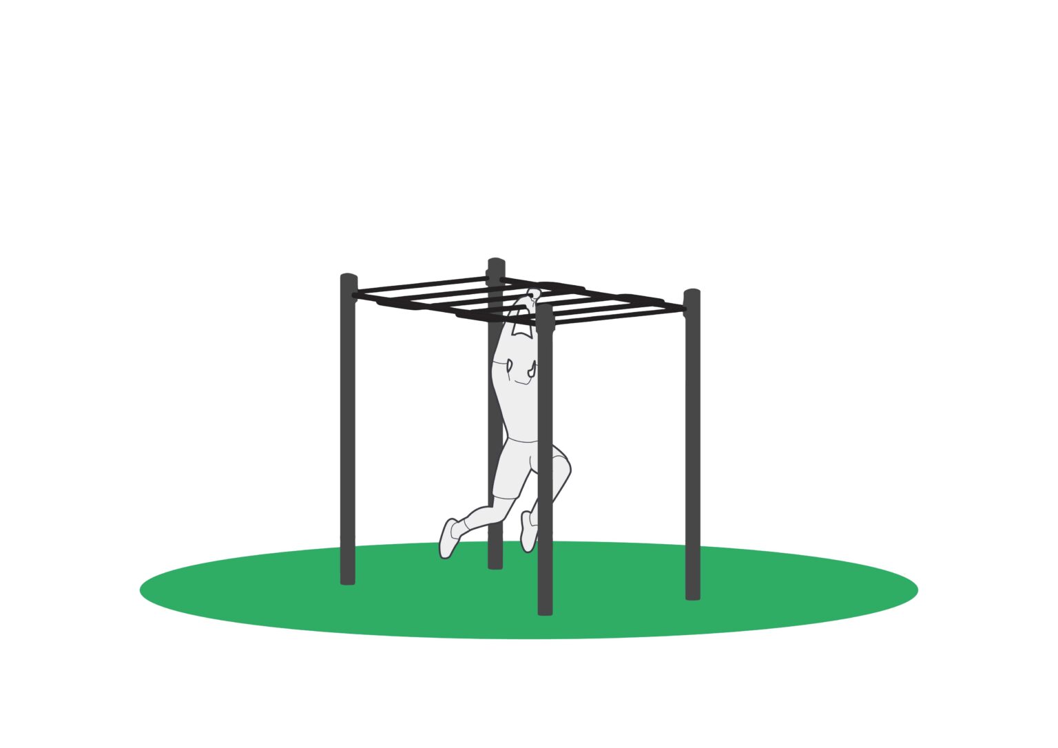 Armgang sluttposisjon Armgang i mokneybar for utendørs trening. Sett sammen en løype og tren kondisjon samtidig som du trener styrke