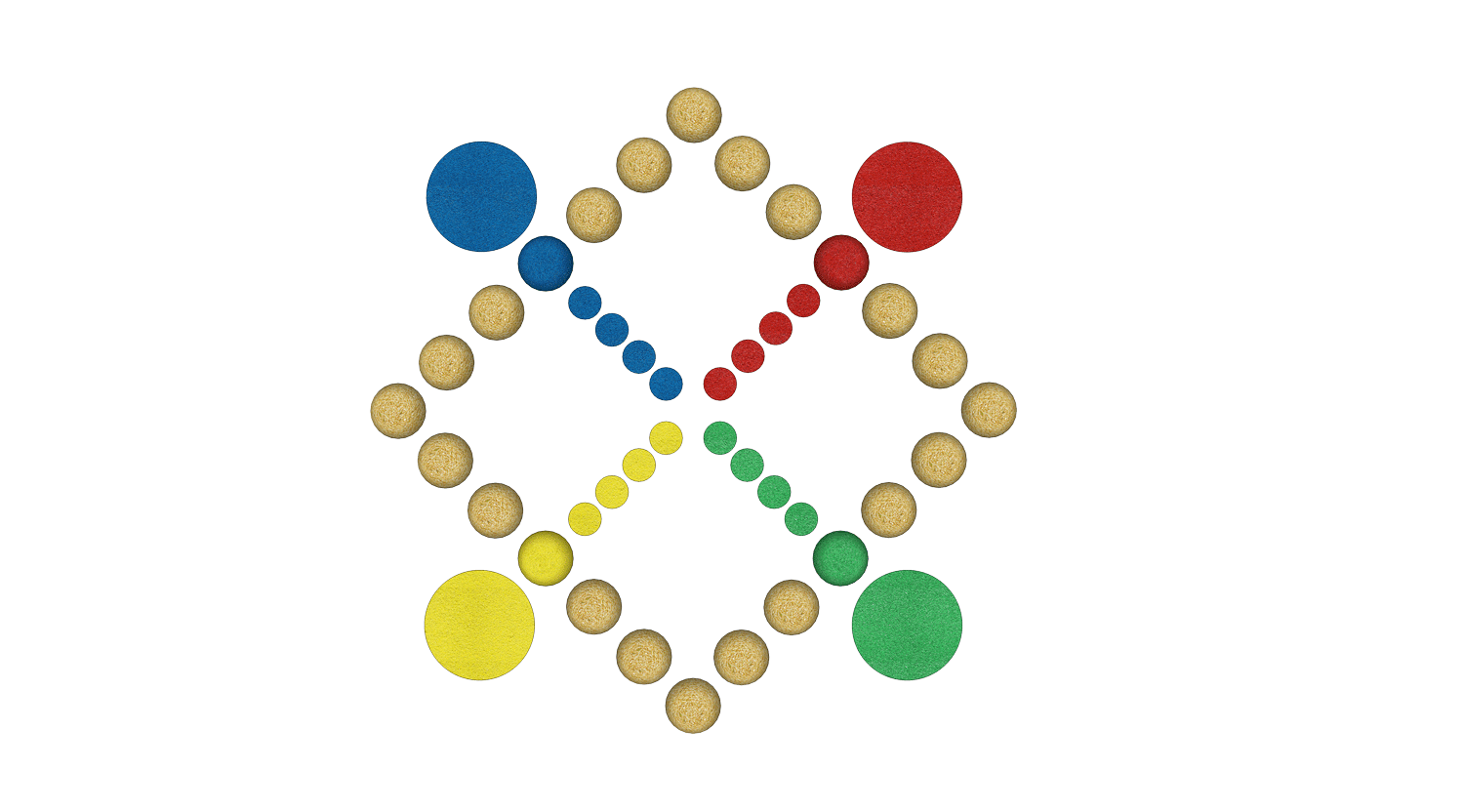 3D ludo firkantet med mange farger