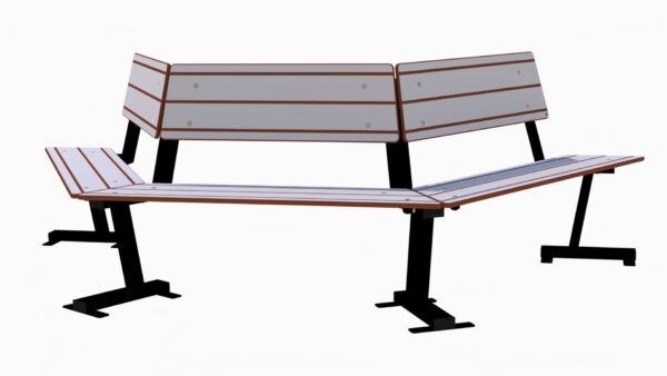 Park - Sekskant benk halv med rygg