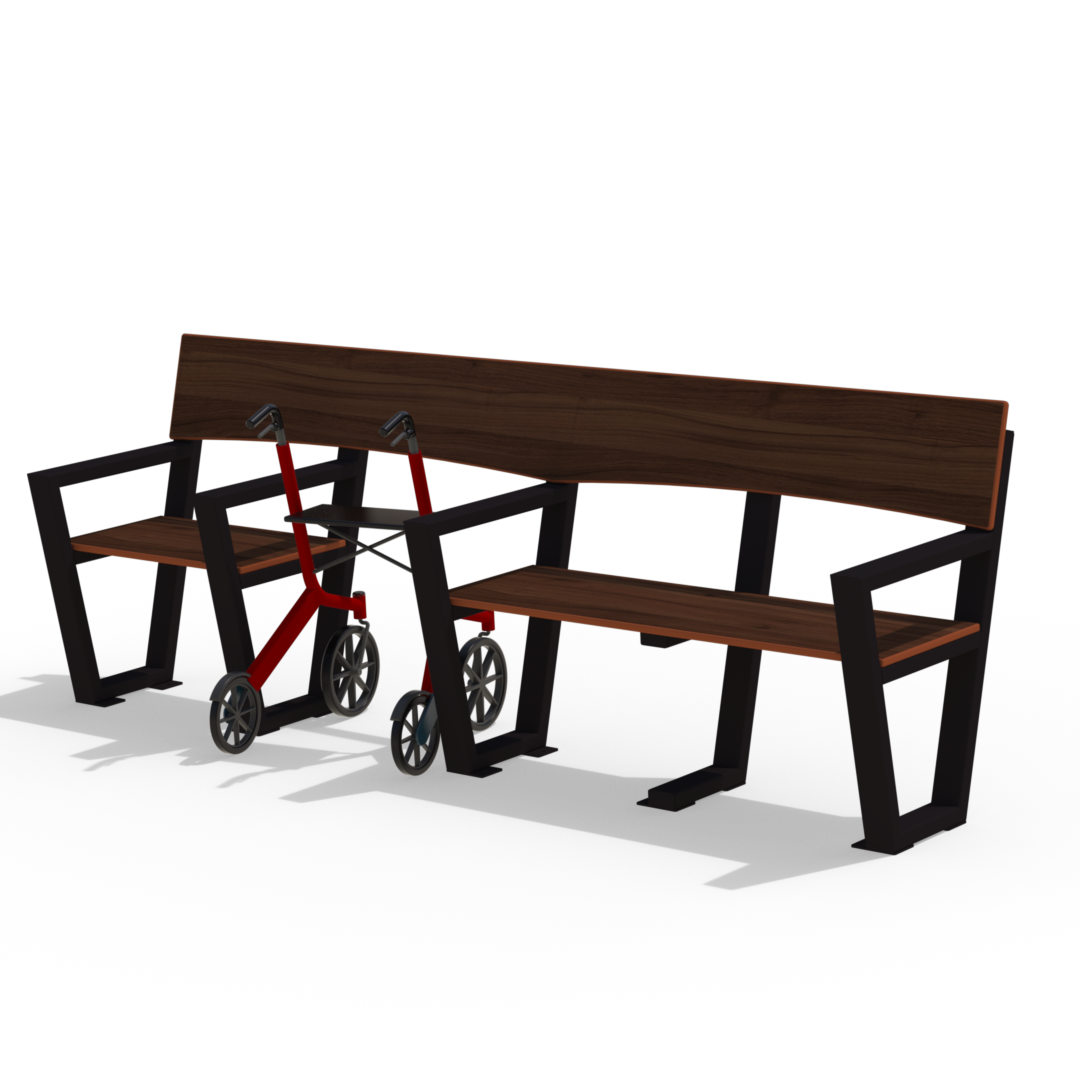 Seniorbenk 4 seter med rullatorplass