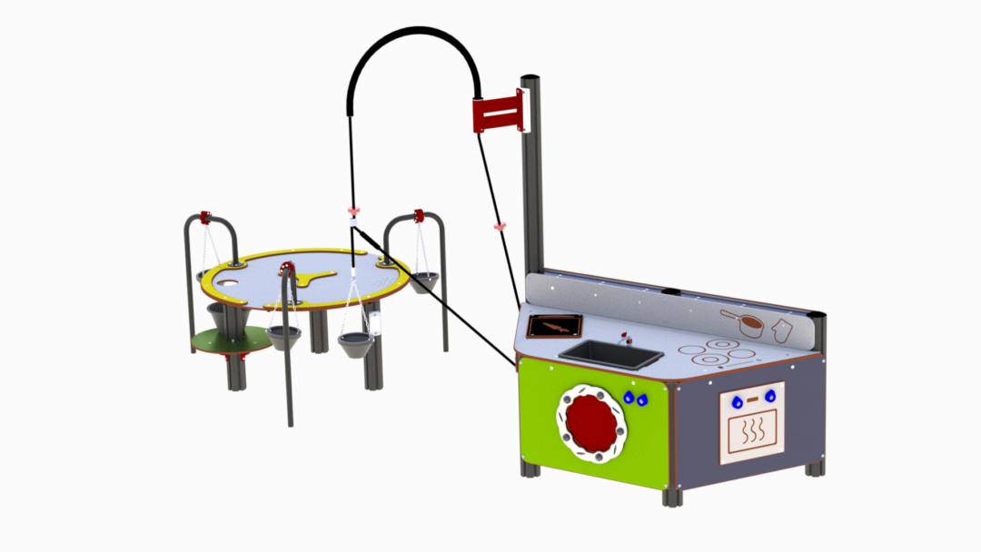 Kjøkken med kran og bord